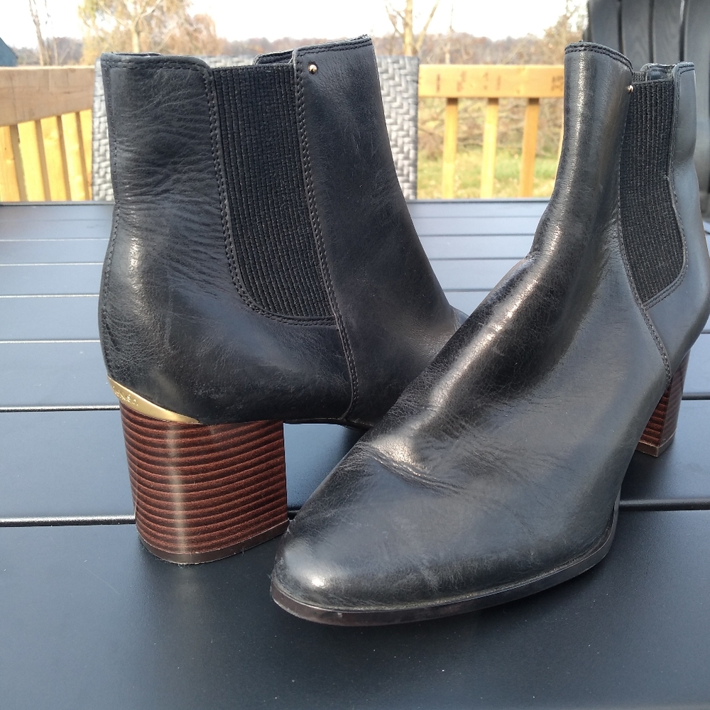 Women's Calvin Klein Black Chunky Block Heel Felda Booties, Size 6, Ankl…